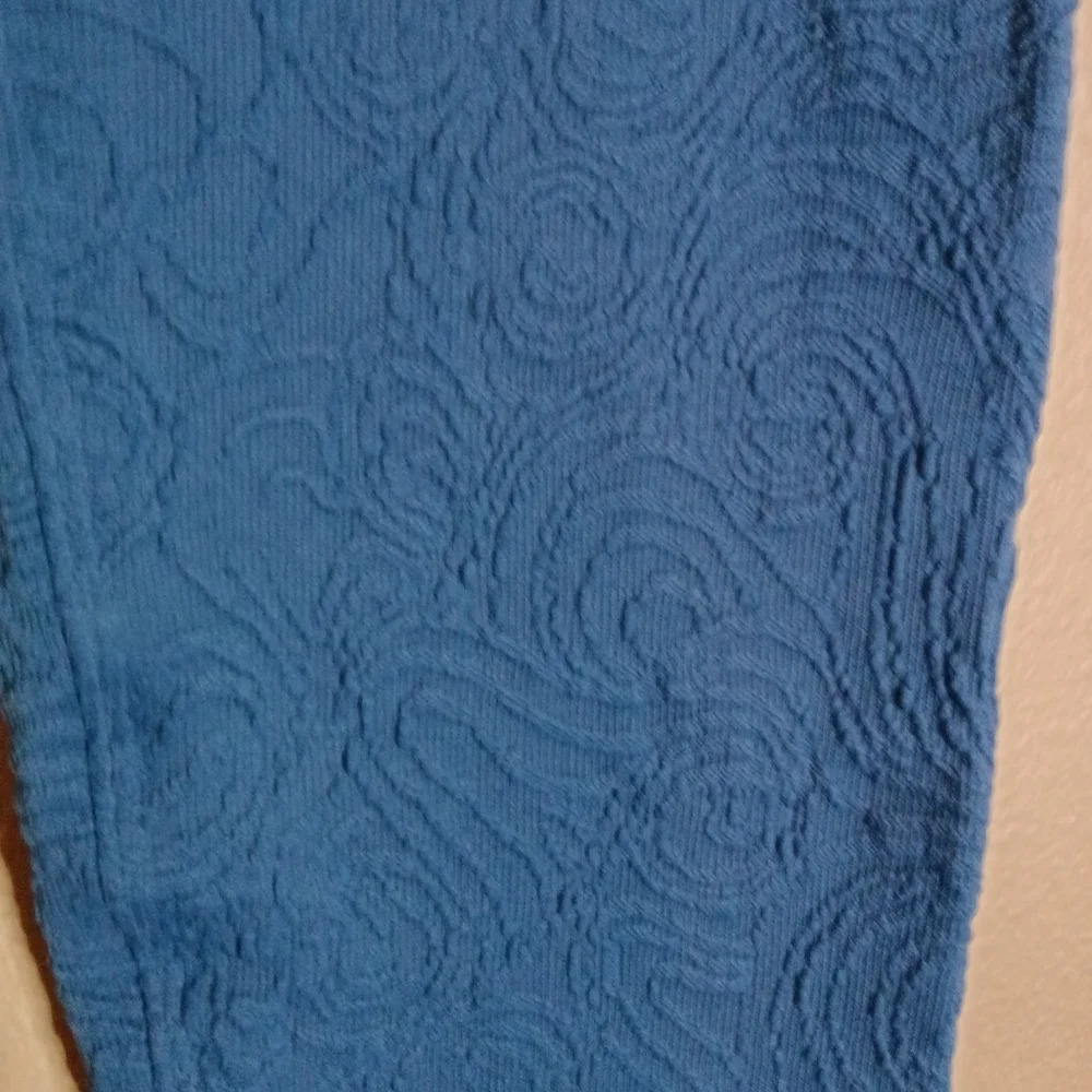 NUX High Waist Ankle Leggings Blue Jacquard Size Medium
